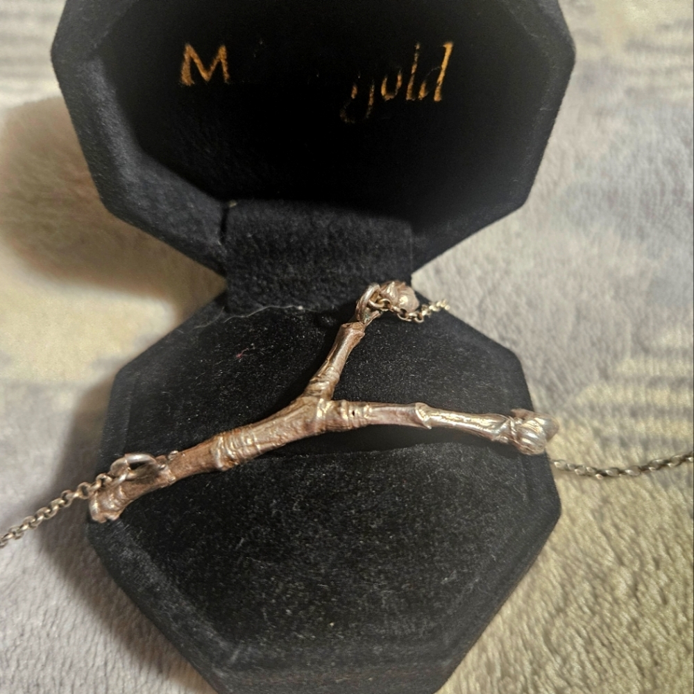Pewter Handmade Twig Necklace